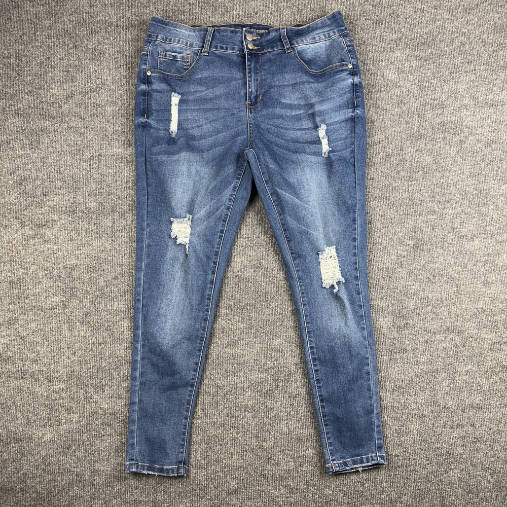 Sandpiper Jeans Womens 18 Medium Wash Blue High Rise‎ Skinny Distressed Denim